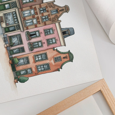 Plakat Slikovite stambene kuće u pastelnim bojama i ilustrativnom stilu