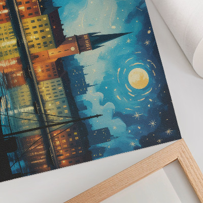 Stilski zidni plakat Odrazi noćnog grada, sjaj vodene lampe