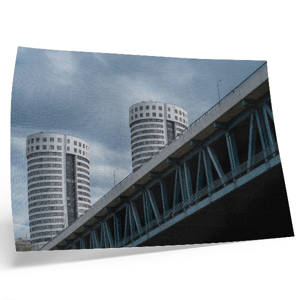Plakat na platnu Most i neboderi modernost simetrija elegancija