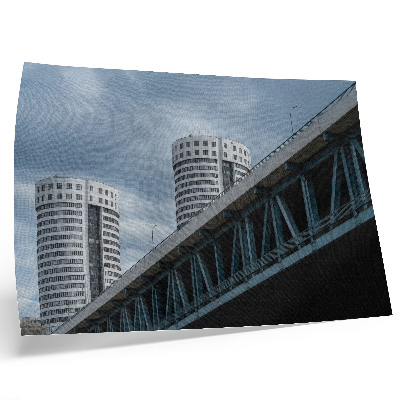 Plakat na platnu Most i neboderi modernost simetrija elegancija