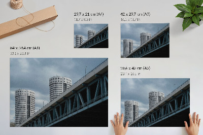 Plakat na platnu Most i neboderi modernost simetrija elegancija