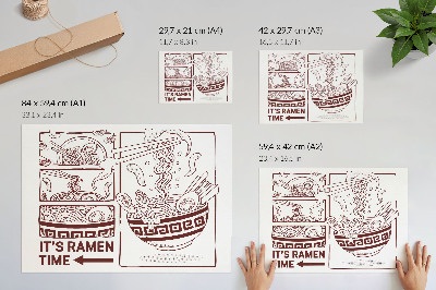 Plakat Ramen s parom u stilu stripa