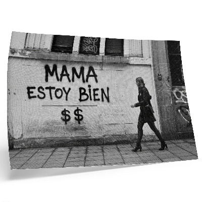 Plakat na platnu Kontrast urbane scene s crno-bijelim grafitima