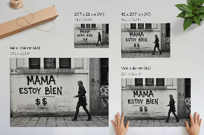 Plakat na platnu Kontrast urbane scene s crno-bijelim grafitima