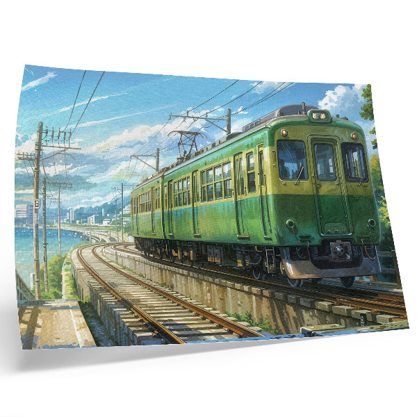 Plakat na platnu Ilustrativni vlak u primorskom krajoliku