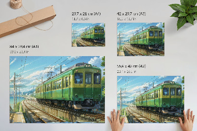 Plakat na platnu Ilustrativni vlak u primorskom krajoliku