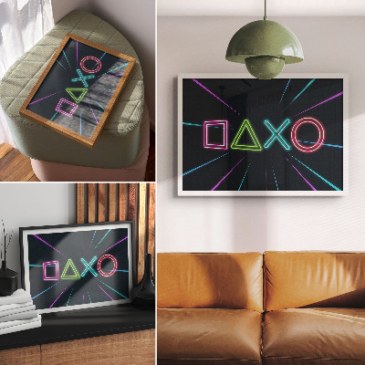 Stilski zidni plakat Neonski oblici, dinamične boje, futuristički