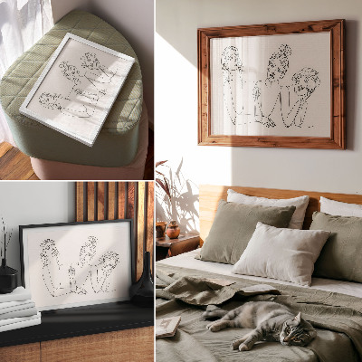Umjetnički print Crno-bijele linije, delikatnost, intimnost likova