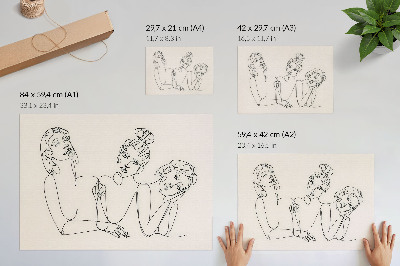 Umjetnički print Crno-bijele linije, delikatnost, intimnost likova
