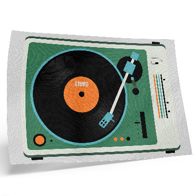 Plakat na platnu Retro gramofon u kontrastnim geometrijskim bojama