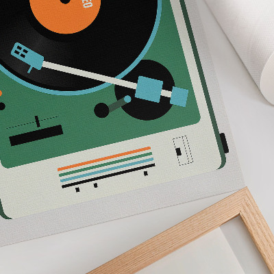 Plakat na platnu Retro gramofon u kontrastnim geometrijskim bojama