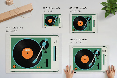 Plakat na platnu Retro gramofon u kontrastnim geometrijskim bojama