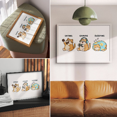 Umjetnički print Smiješne ilustracije mačaka, slatke i zabavne