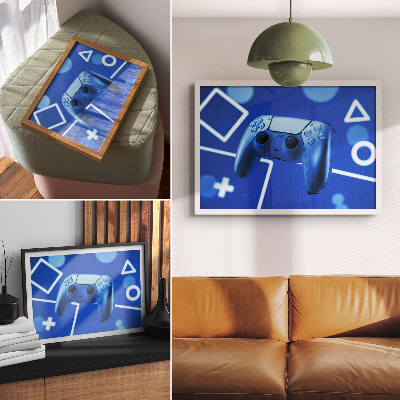 Plakat na platnu Kontroler za igre plave geometrijske pozadine