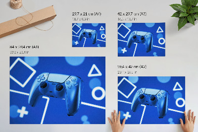 Plakat na platnu Kontroler za igre plave geometrijske pozadine