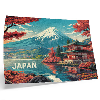 Umjetnički print Japanski krajolik pun boja na jezeru i planini