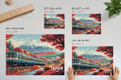 Plakat na platnu Vlak na pozadini planina i jesenskih boja prirode