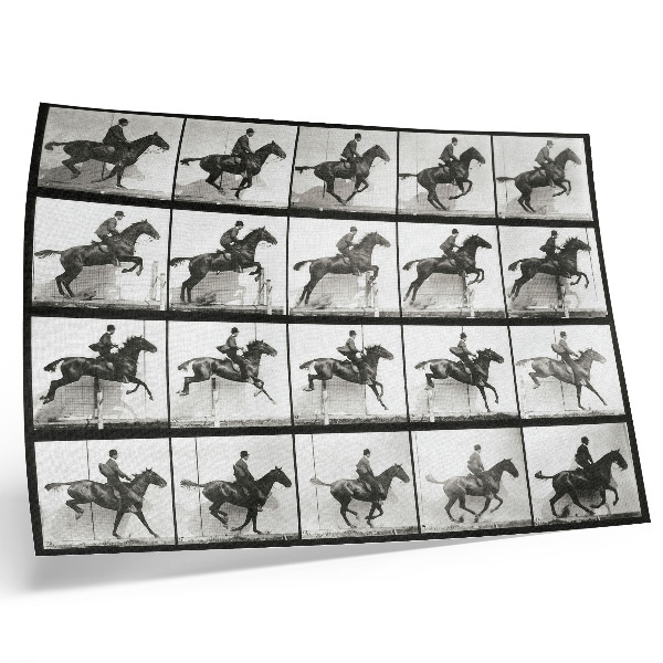 Plakat na platnu Ploča 640 snimke Kretanje životinja (1887.), jahanje koje je fotografirao Eadweard Muybridge