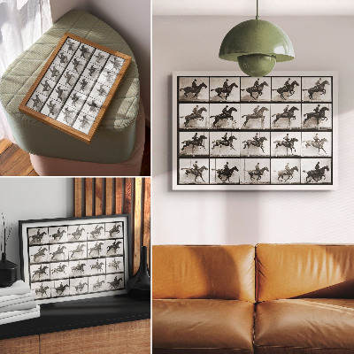 Plakat na platnu Ploča 640 snimke Kretanje životinja (1887.), jahanje koje je fotografirao Eadweard Muybridge