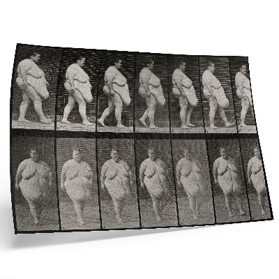 Plakat na platnu Pretila žena hoda. Fototip prema Eadweardu Muybridgeu, 1887.