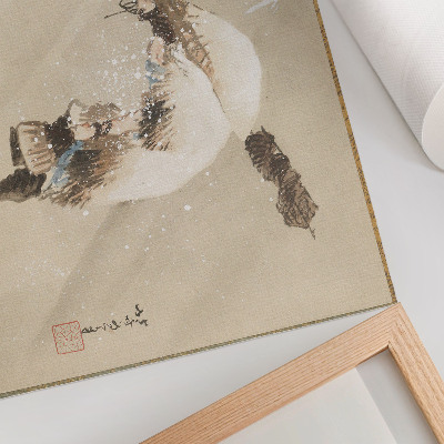 Plakat Ribar nosi mrežu u snijegu (oko 1821.) u visokoj rezoluciji, Katsushika Hokusai