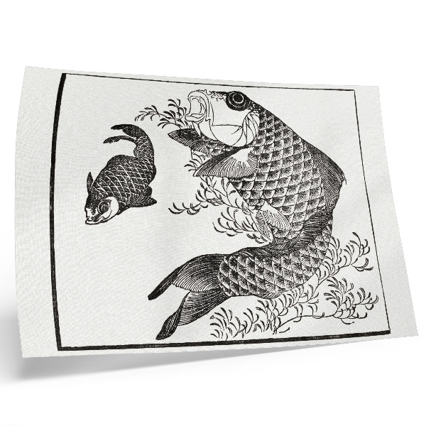 Umjetnički print Hokusaijev šaran, japanska ilustracija životinje