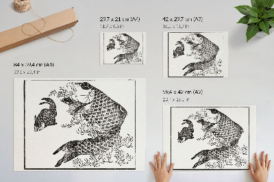 Umjetnički print Hokusaijev šaran, japanska ilustracija životinje