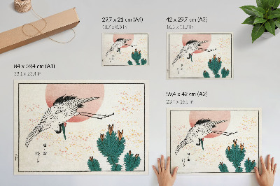 Plakat na platnu Japanski drvorez ždrala (1826. – 1869.)
