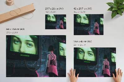 Stilski zidni plakat Interakcija s digitalnom slikom žene