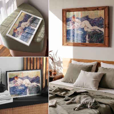 Umjetnički print Gola žena pokazuje grudi, vintage erotska umjetnost Henrija de Toulouse-Lautreca