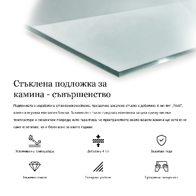 Staklo ispod kamina transparentan