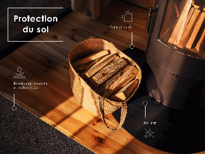 Četrtkrožna podlaga za kamin črna iz pločevine