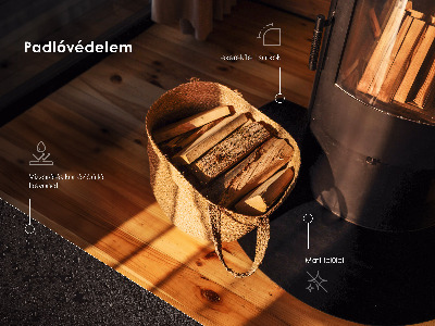 Četrtkrožna podlaga za kamin črna iz pločevine