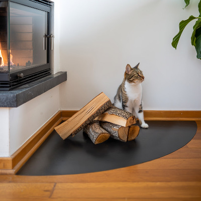 Četrtkrožna podlaga za kamin črna iz pločevine