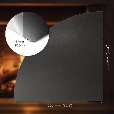 Četrtkrožna podlaga za kamin črna iz pločevine