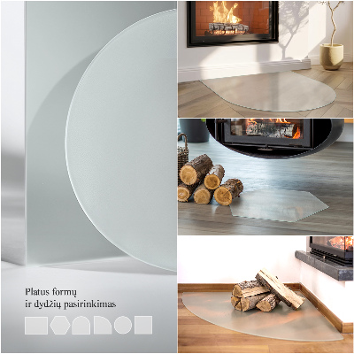 Podloga za kaminske peći Četvrtina kruga semitransparentna