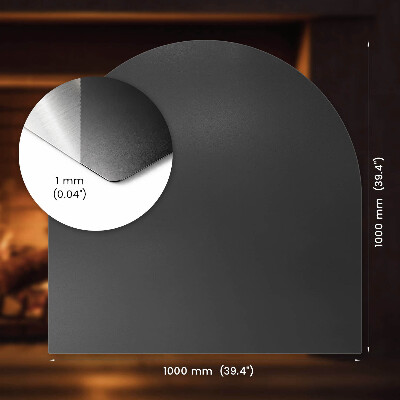 Polukružna podna ploča za peći i kamine crna od lima