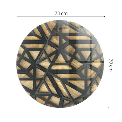 Kaljeno staklo za kamin krug Geometrija s drvetom