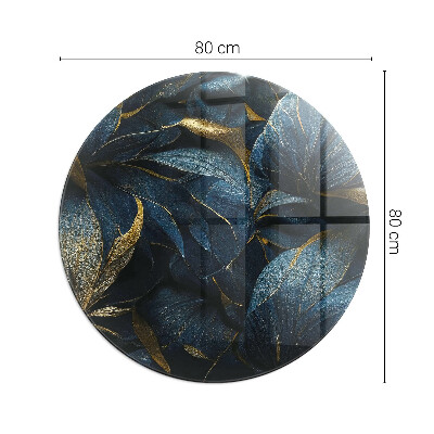 Kaljeno staklo za kamin krug Elegantno lišće u teksturi