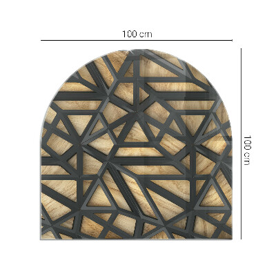 Podloga za kaminske peći poluovalni Geometrija s drvetom