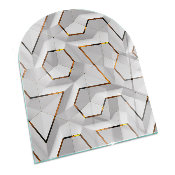 Staklo ispod kamina poluovalni Geometrijski 3D uzorak