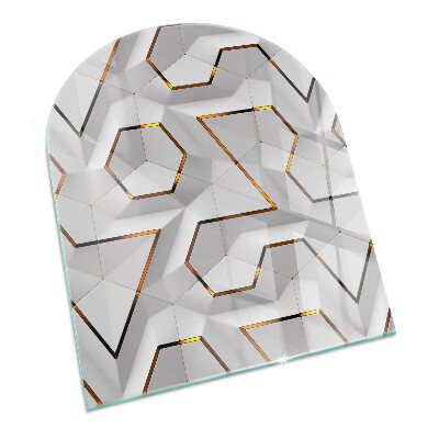 Staklo ispod kamina poluovalni Geometrijski 3D uzorak