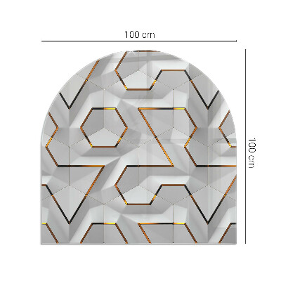Staklo ispod kamina poluovalni Geometrijski 3D uzorak