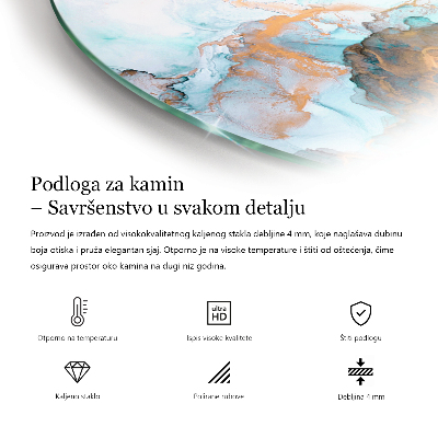 Podloga za kaminske peći poluovalni Maslinasta boja