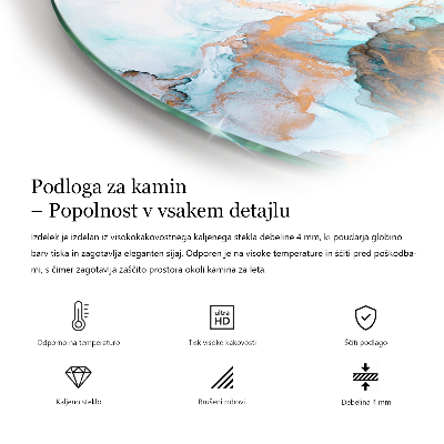 Staklo ispod kamina poluovalni Smeđa boja