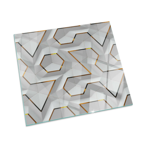 Staklo ispod kamina pravokutan Geometrijski 3D uzorak