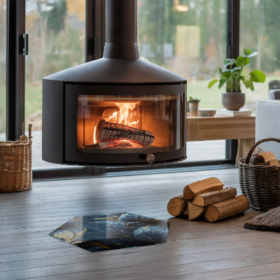 Podna ploča za peći i kamine šesterokutni Elegantni listovi u strukturi