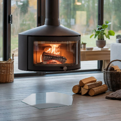 Kaljeno staklo za kamin šesterokutni Siva boja