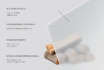 Kaljeno staklo za ispod kamina šesterokutnog oblika s poluprozirnim efektom