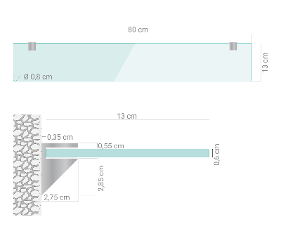 Kupaonska staklena polica prozirna
